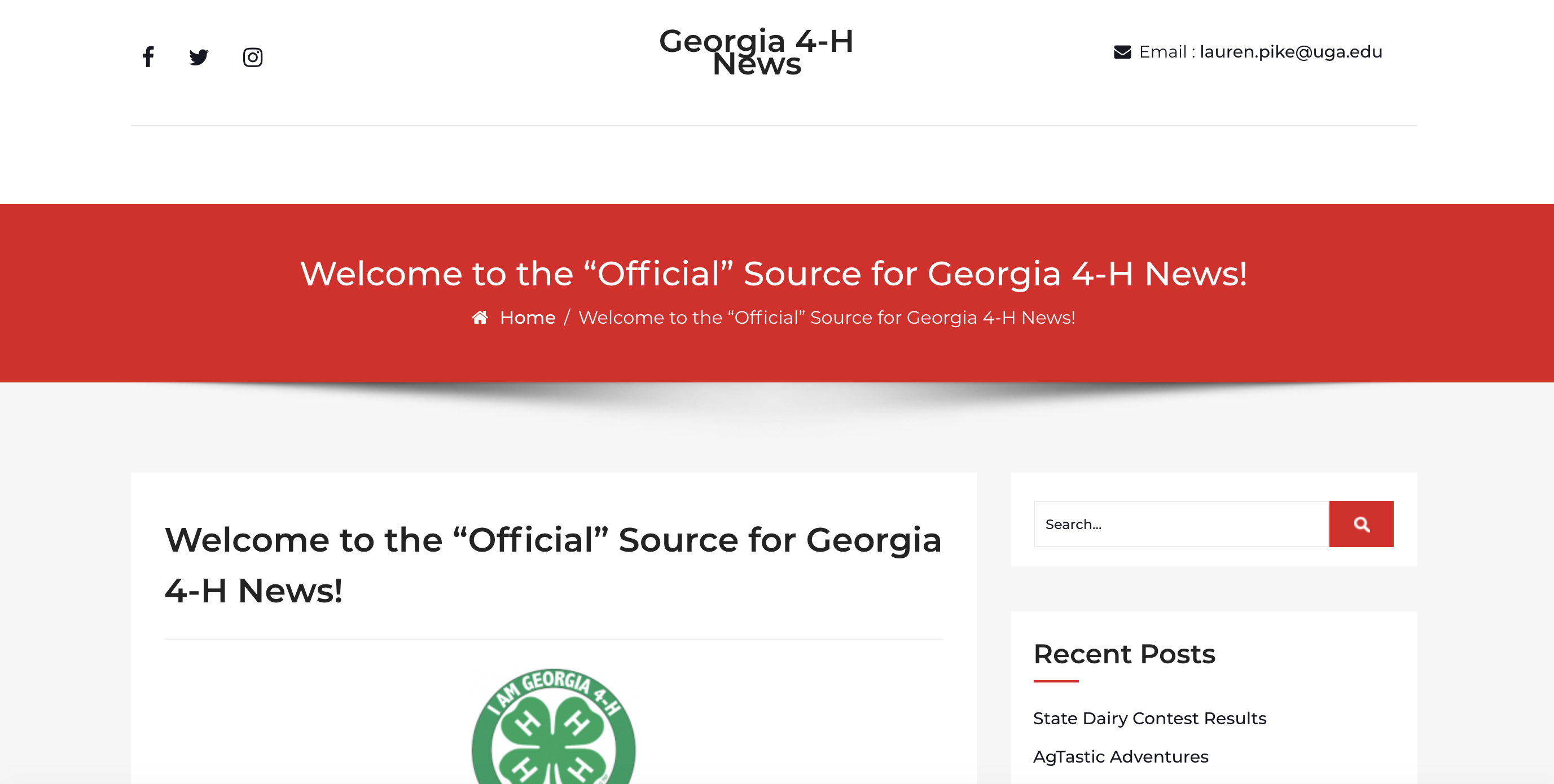 Screenshot of a website for Georgia 4-H